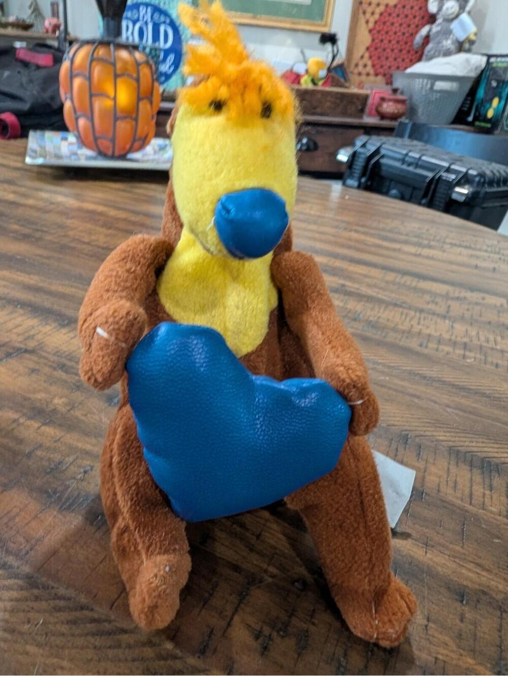 Vintage Bear Big Blue House Plush 8 Inches Blue Heart Nanco Disney